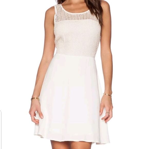 Ella Moss Crochet Fit Flare BoHo Summer Dress Cream Size XS - Picture 1 of 8